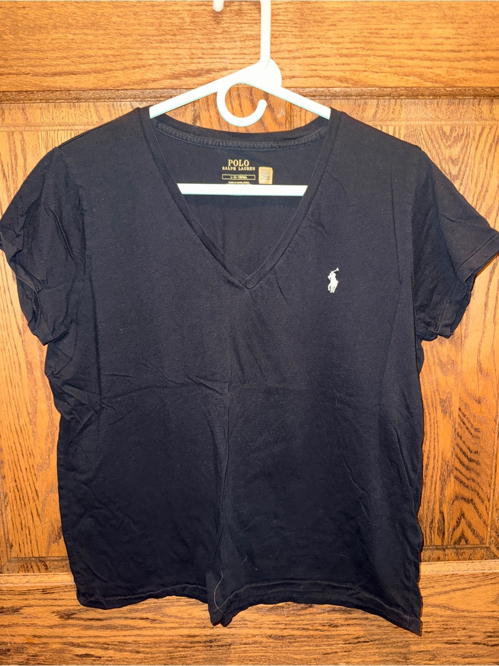 Polo by Ralph Lauren Black V-Neck Tee with White Pony